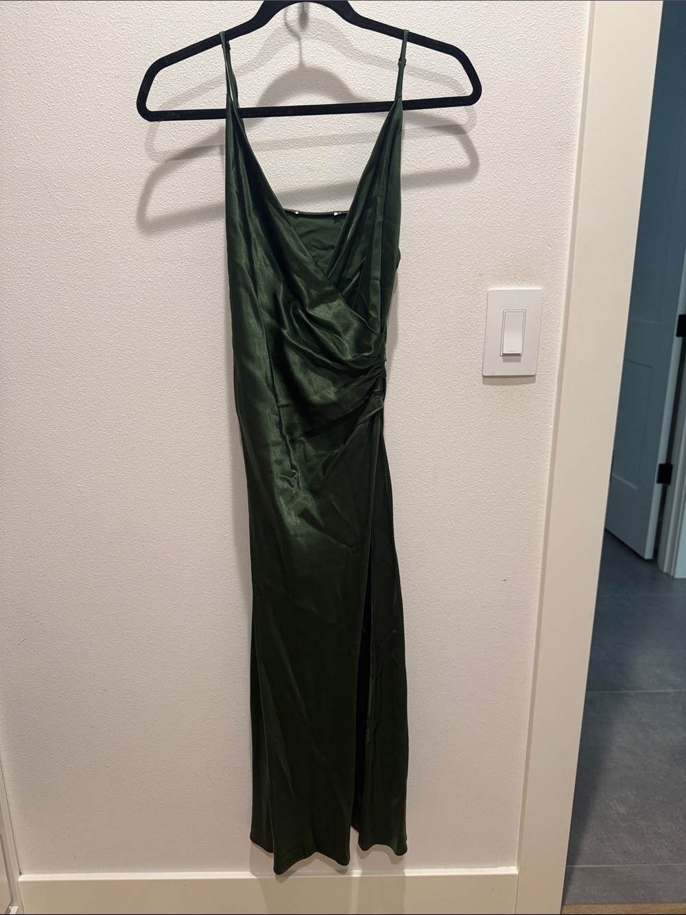 Zara Forest Green Satin  Dress
